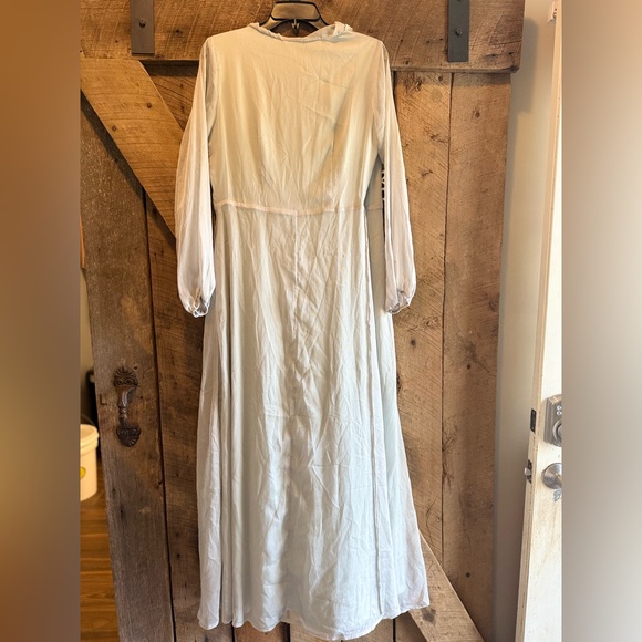 Elegant Light Mint Green Ruffle Wrap Dress - Picture 2 of 6